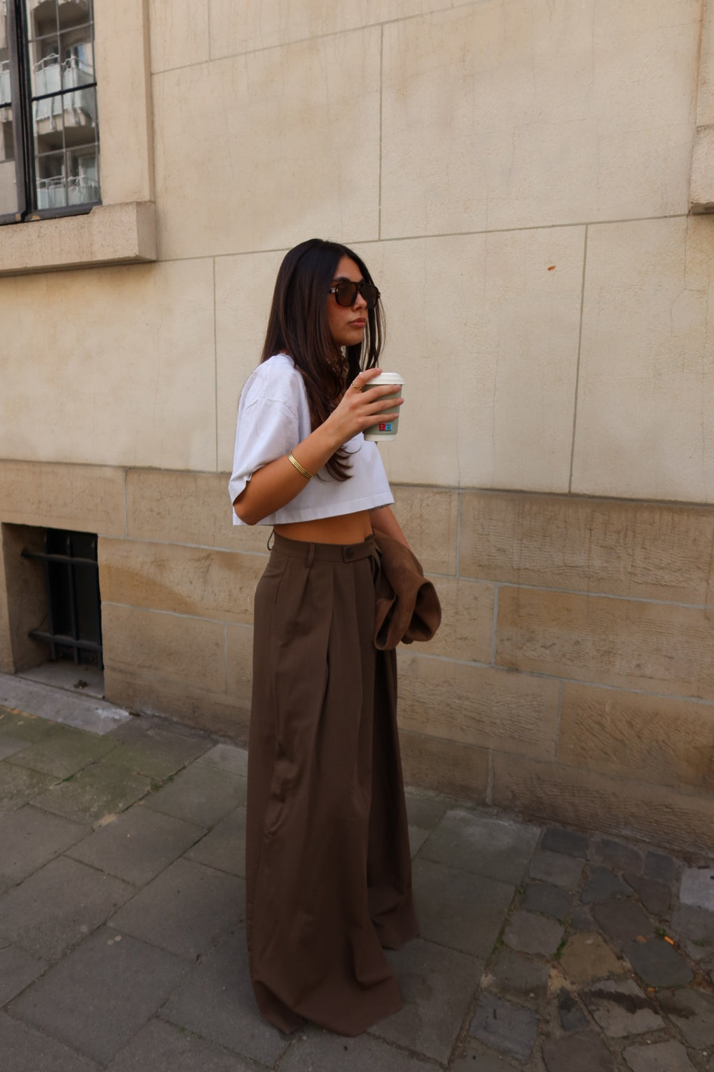 MUSE WIDE LEG TROUSERS - TAUPE