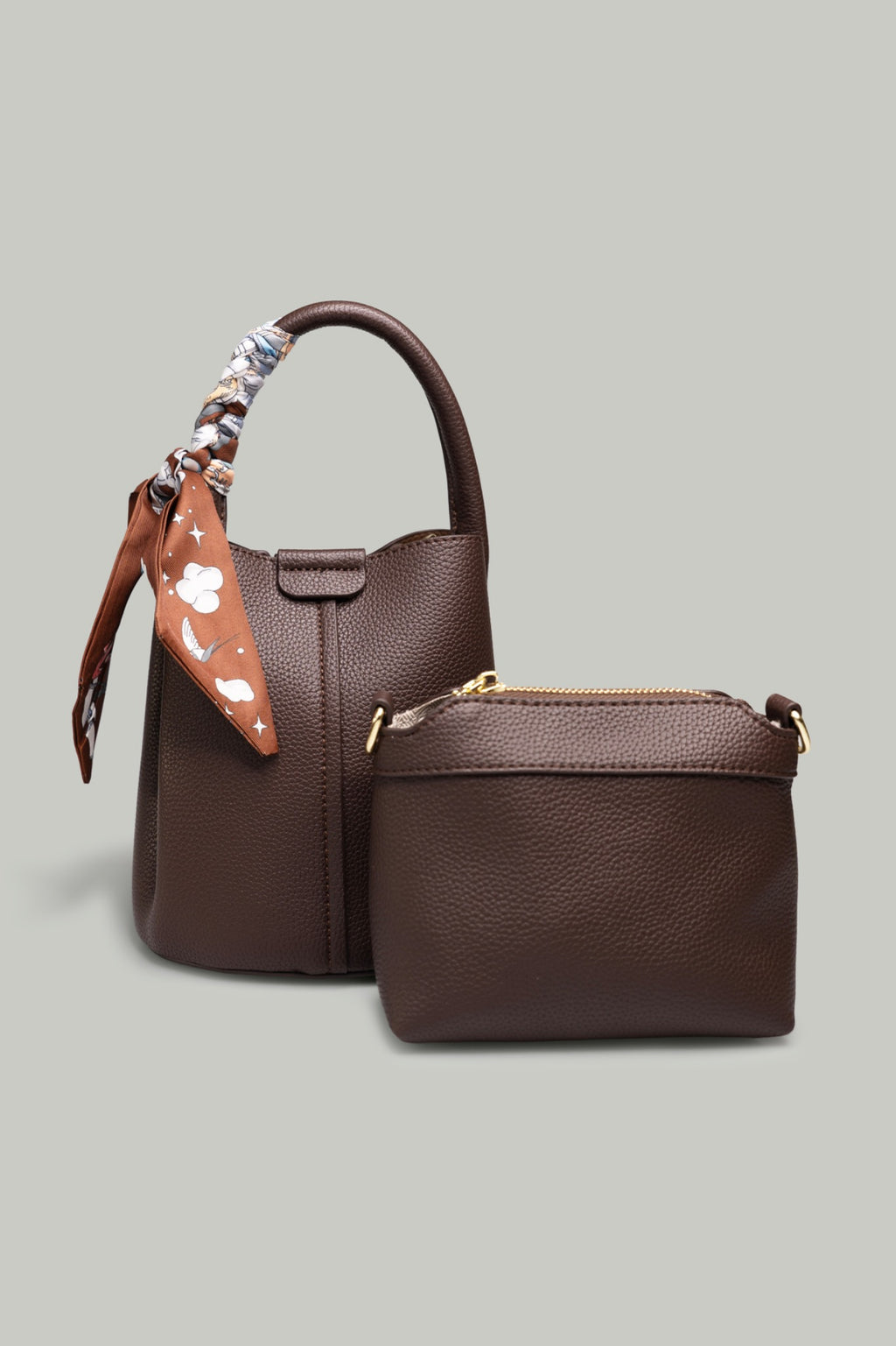 ELVORE BUCKET BAG DARK BROWN