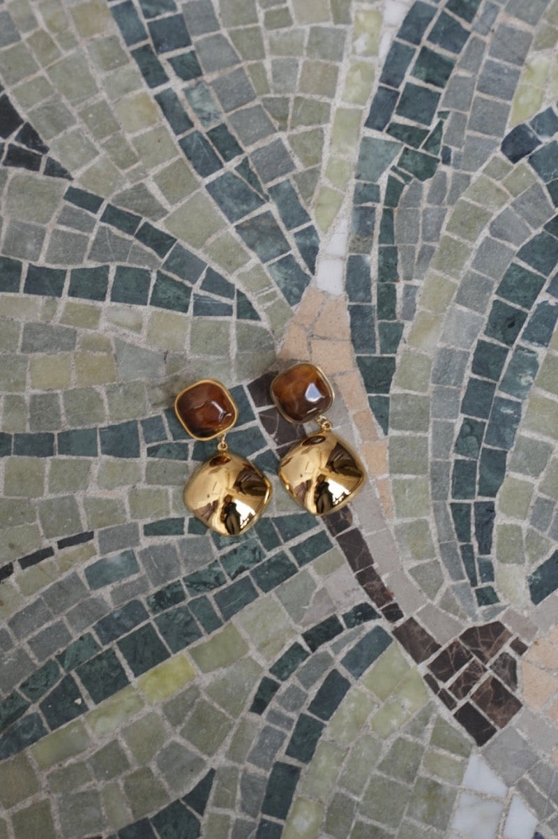 SIENNA EARRINGS GOLD I BROWN