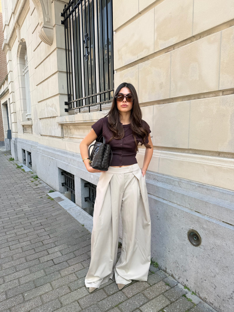 ADELLE WIDE LEG TROUSERS - CREAM