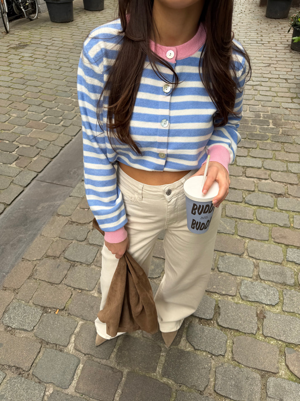 MARIN STRIPED CARDIGAN BLUE/PINK