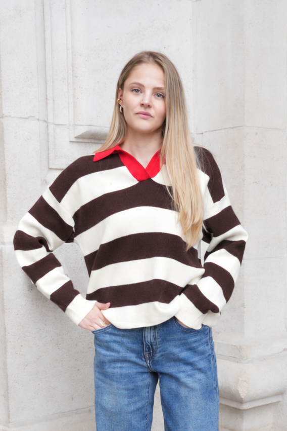 SOLÈNE STRIPED KNIT BROWN