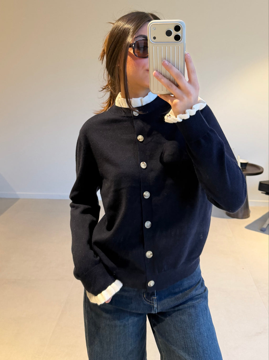 NYSA CARDIGAN NAVY/WHITE