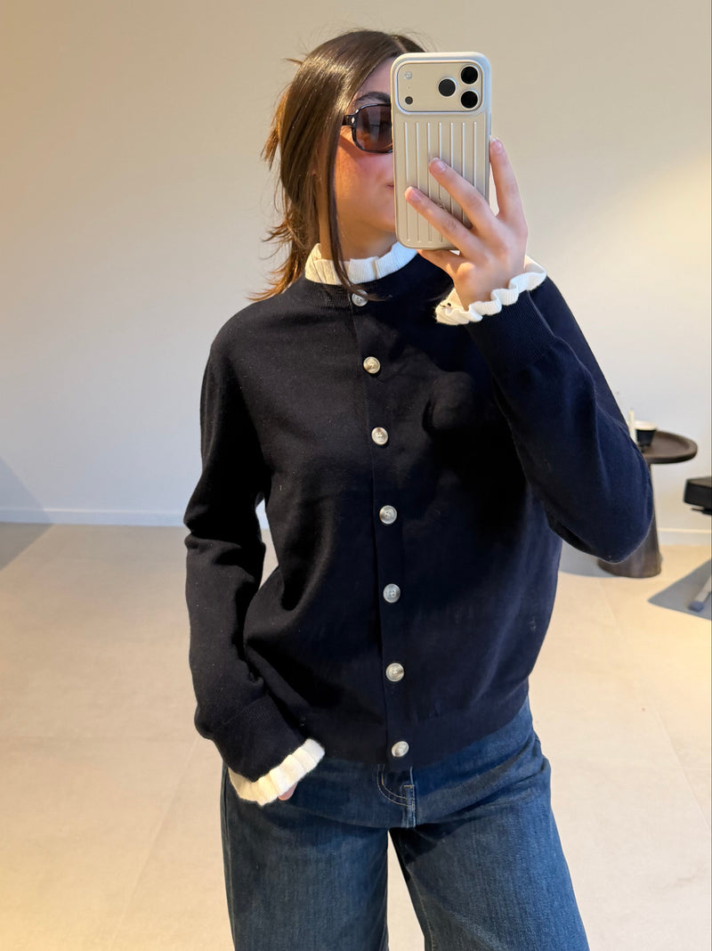 NYSA CARDIGAN NAVY/WHITE