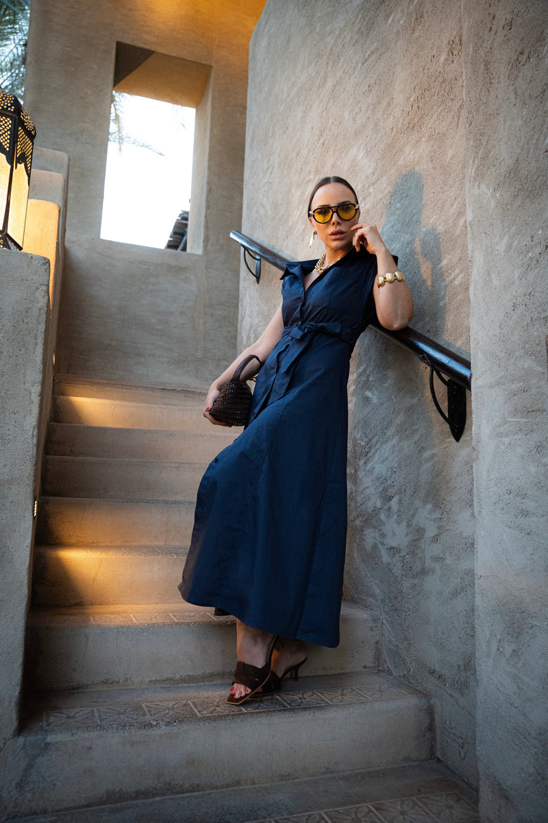 ARDEN BELTED MIDI DRESS