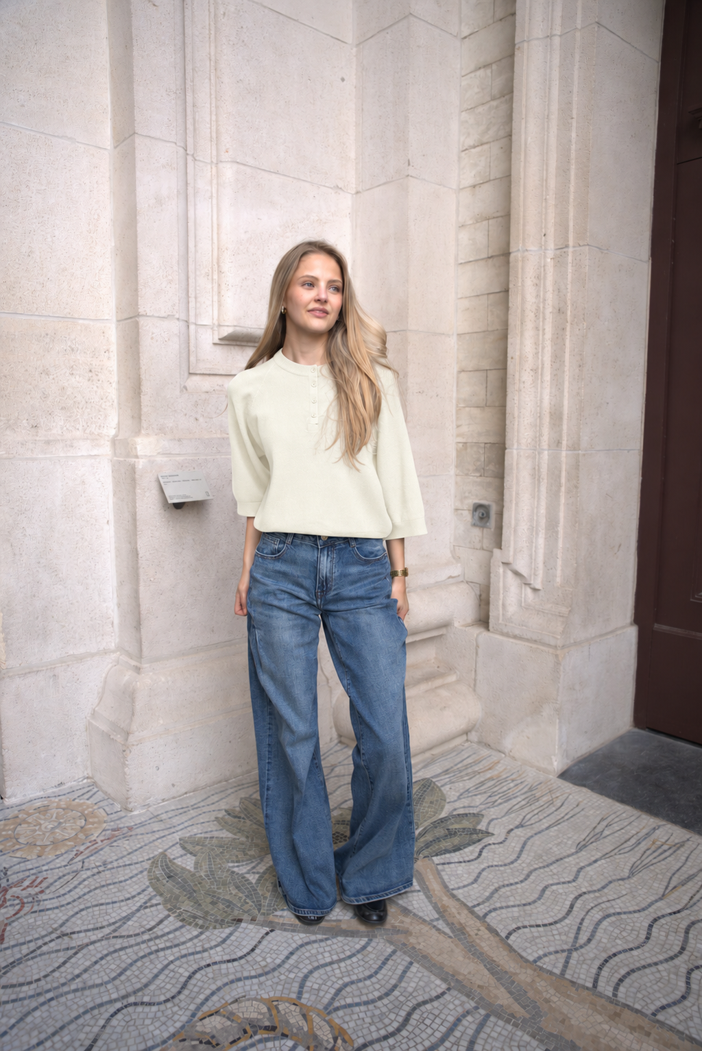 BROOKE BUTTON KNIT CREAM