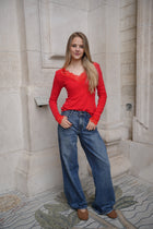 VARENA LACE TOP RED