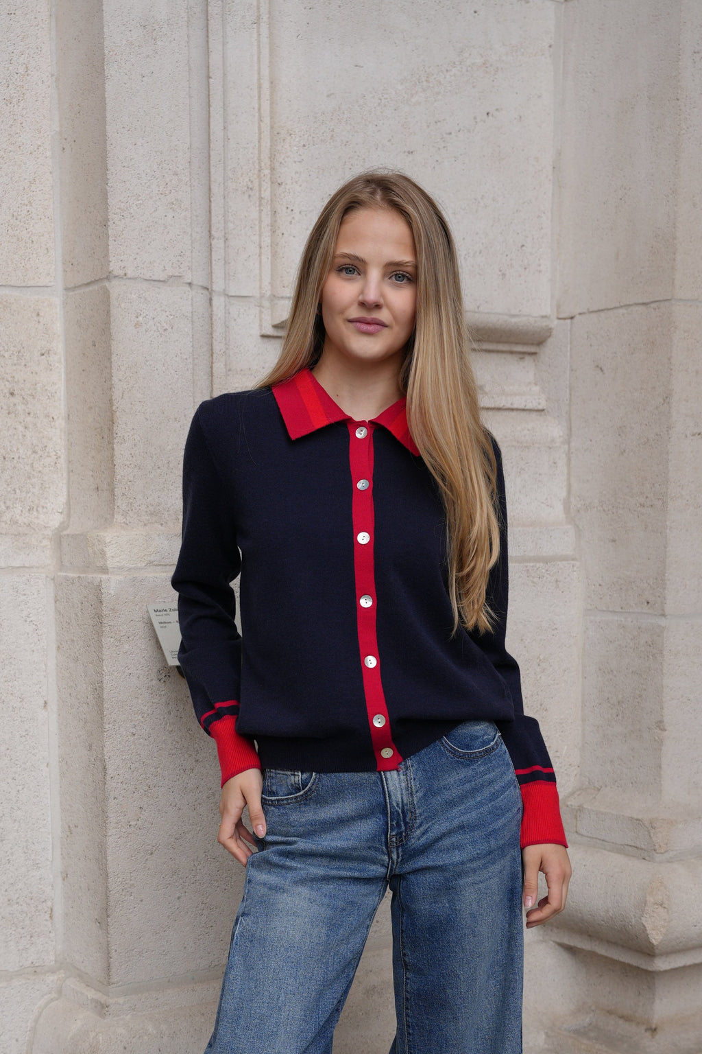 LORENZA CONTRAST CARDIGAN NAVY