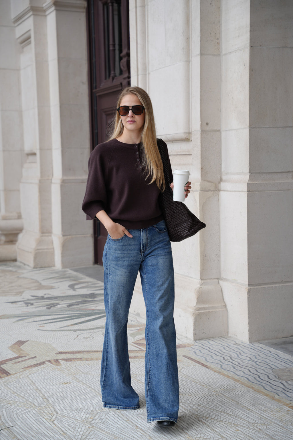 BROOKE BUTTON KNIT BROWN