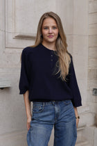 BROOKE BUTTON KNIT NAVY