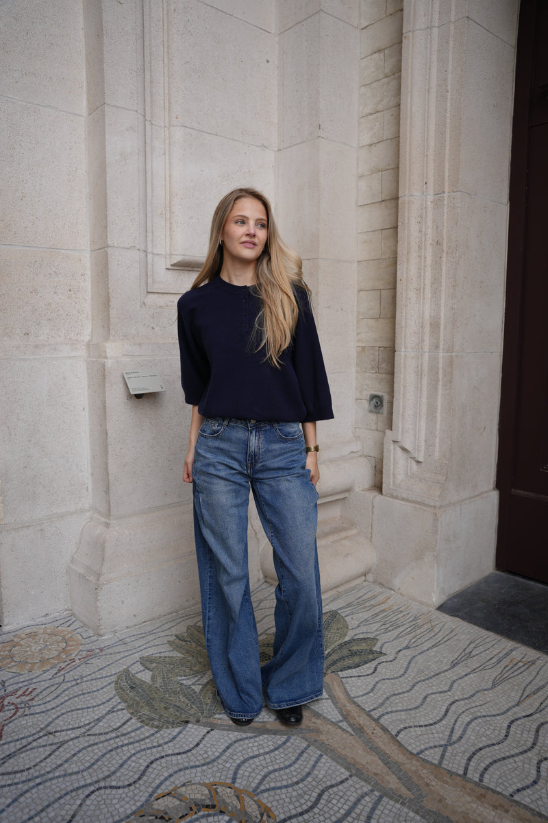 BROOKE BUTTON KNIT NAVY
