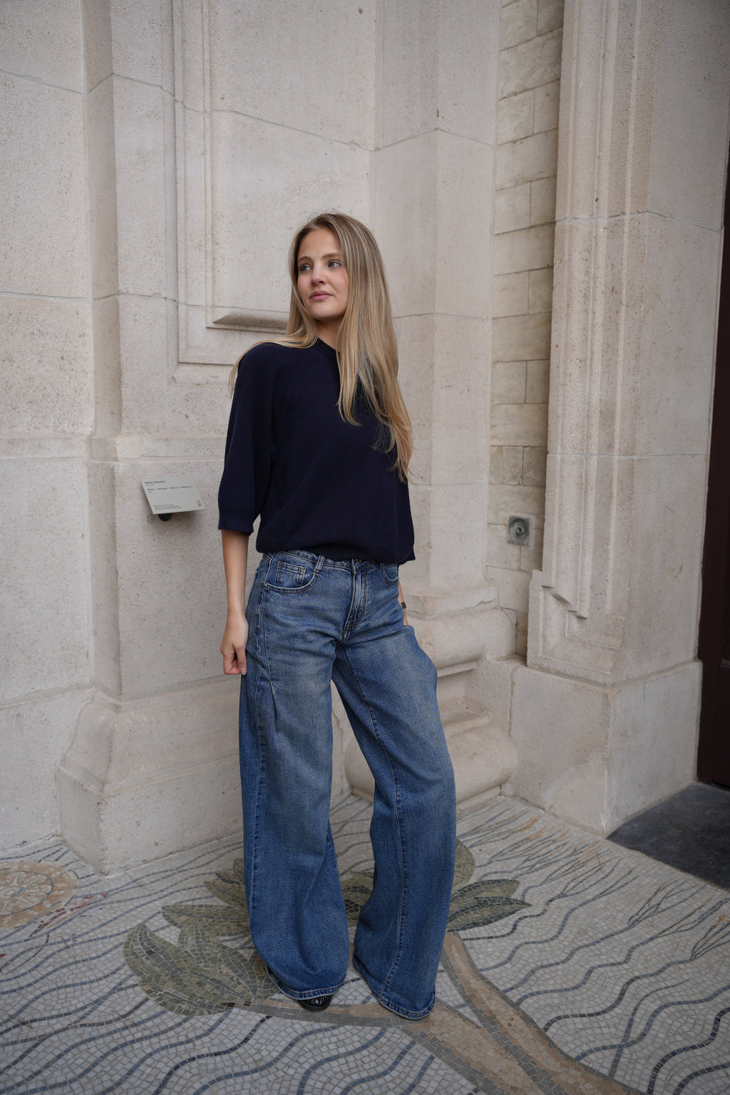 BROOKE BUTTON KNIT NAVY