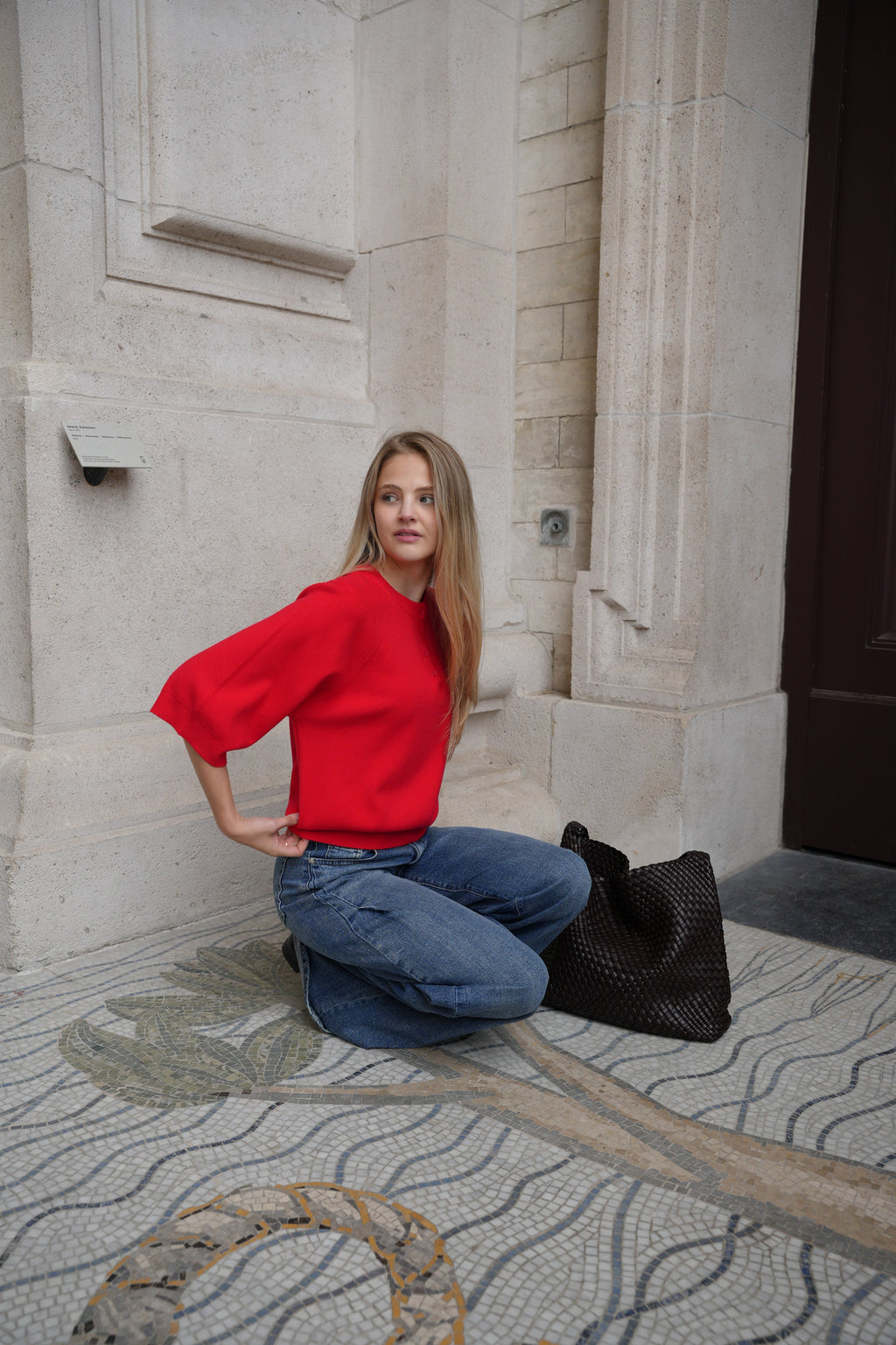 BROOKE BUTTON KNIT RED