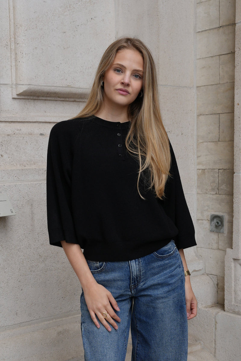 BROOKE BUTTON KNIT BLACK