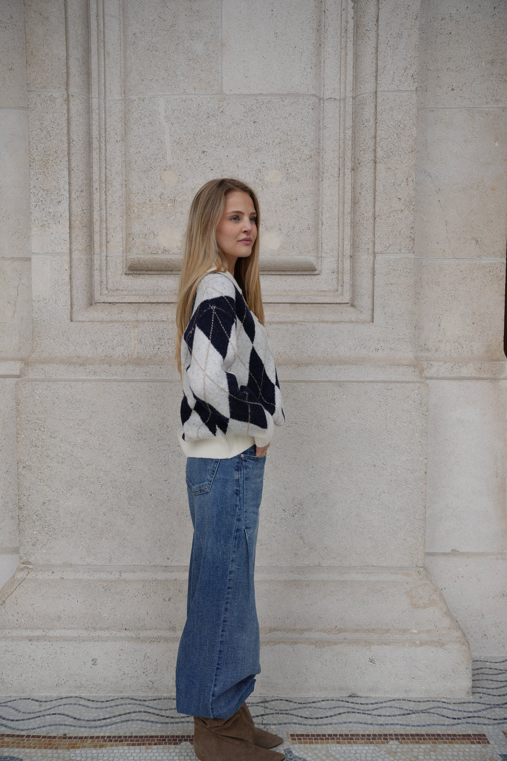 MAËLLE ARGYLE KNIT NAVY