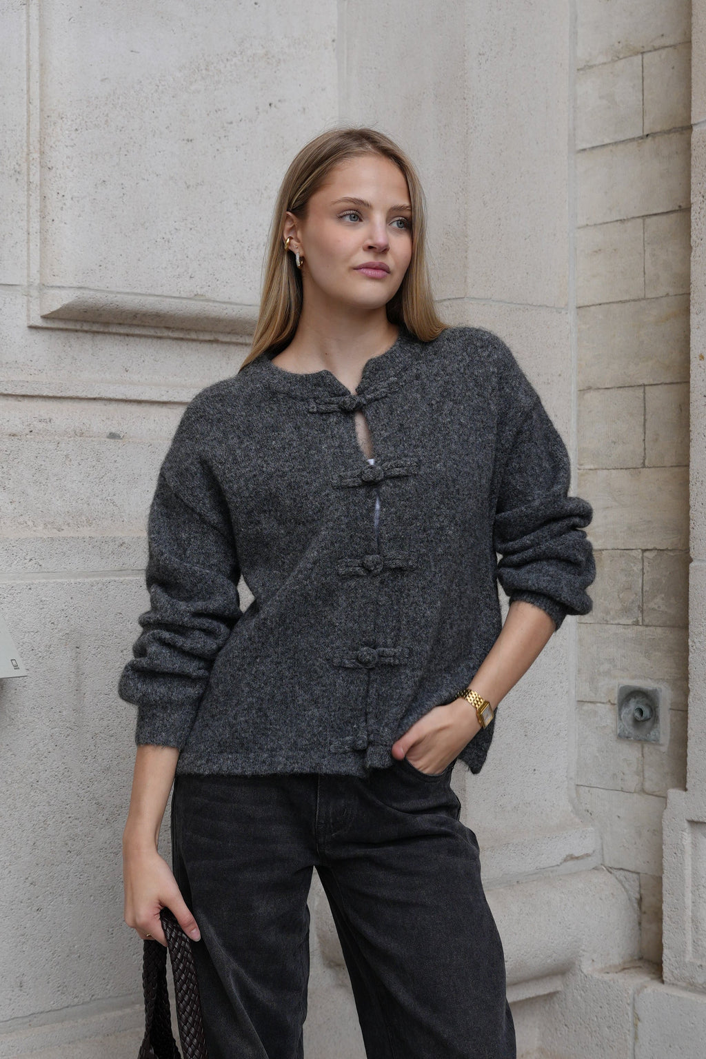 JULES TOGGLE CARDIGAN GREY