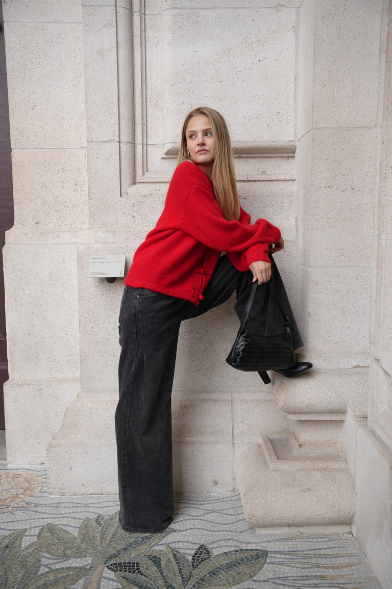 JULES TOGGLE CARDIGAN RED