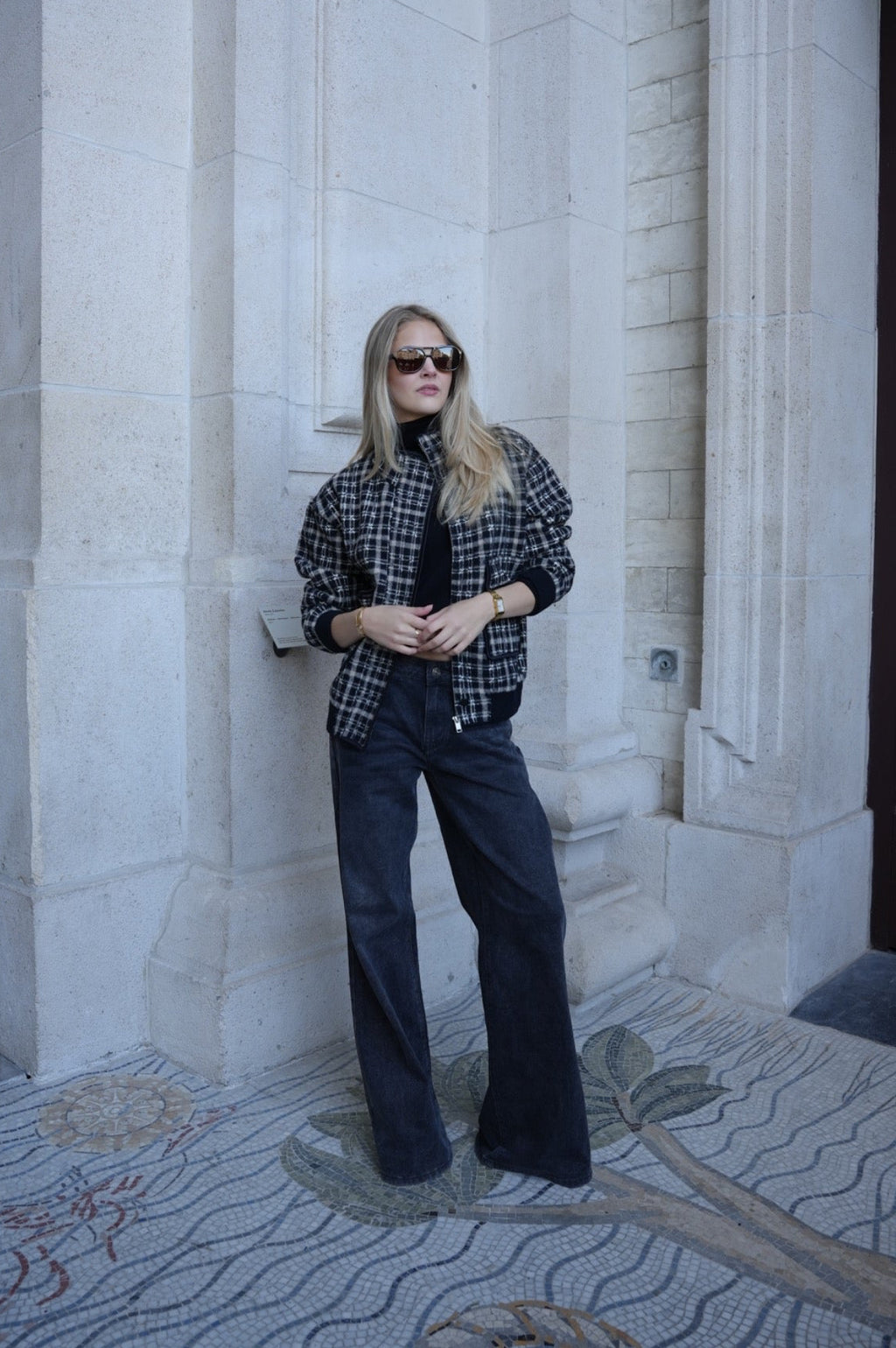 NORELLE CHECK JACKET BLACK