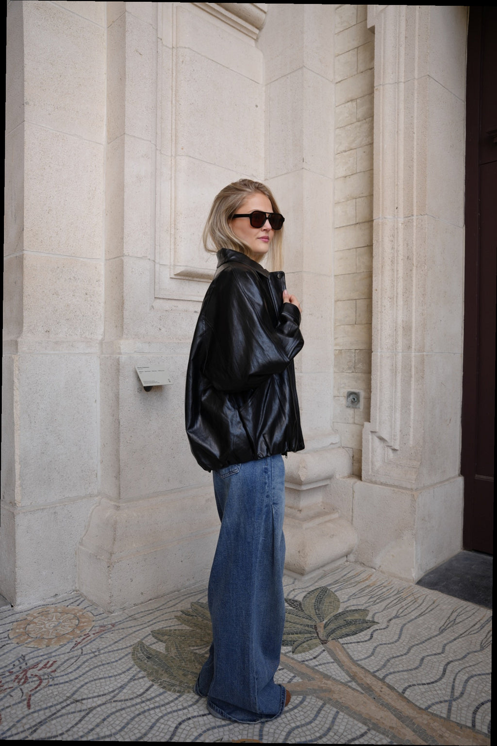 SAVINA VEGAN LEATHER JACKET BLACK