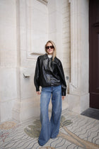 SAVINA VEGAN LEATHER JACKET BLACK