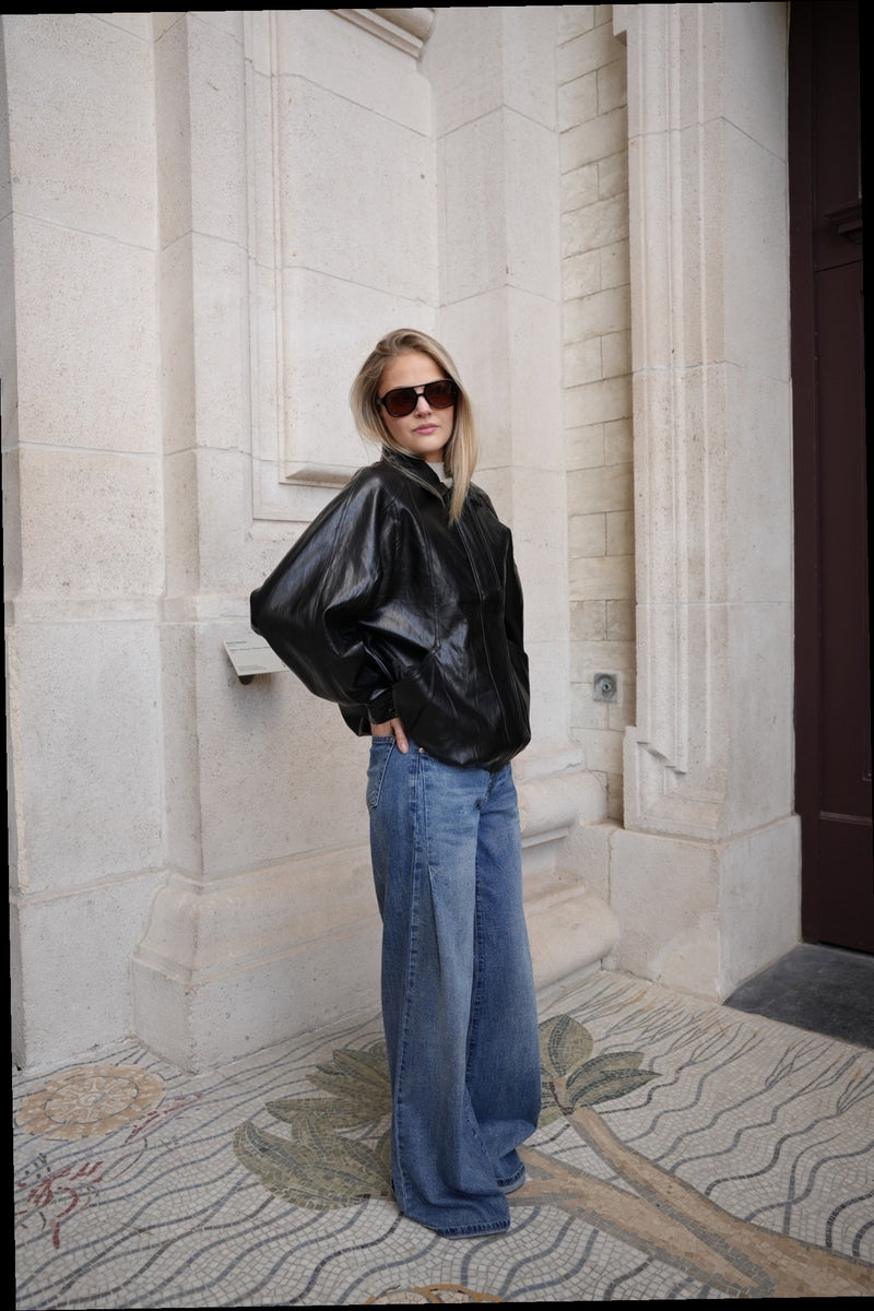 SAVINA VEGAN LEATHER JACKET BLACK