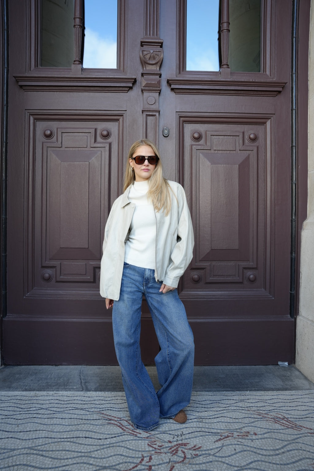 SAVINA VEGAN LEATHER JACKET BEIGE