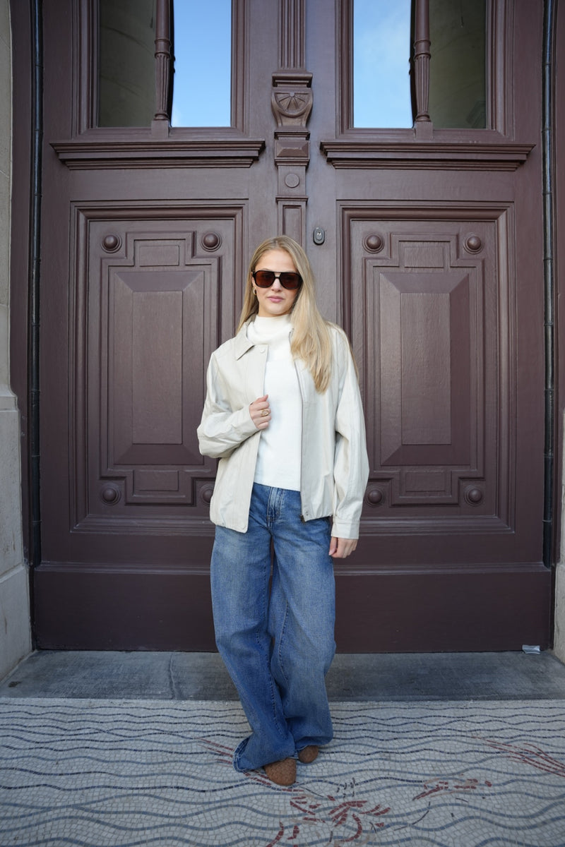 SAVINA VEGAN LEATHER JACKET BEIGE