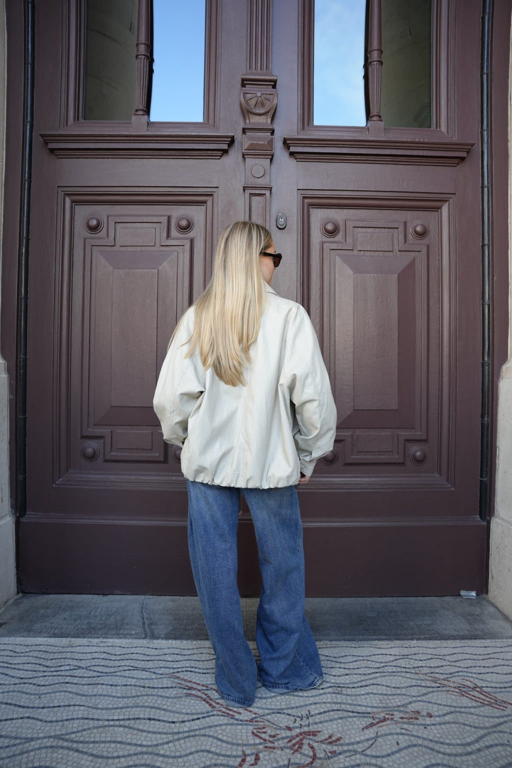 SAVINA VEGAN LEATHER JACKET BEIGE
