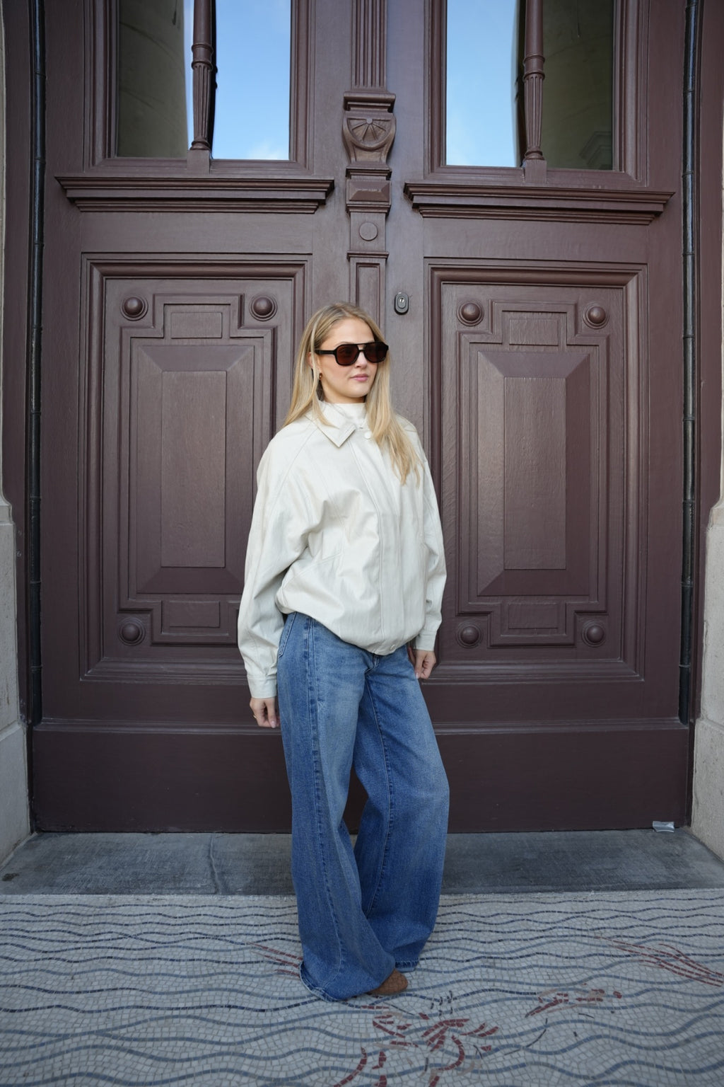 SAVINA VEGAN LEATHER JACKET BEIGE
