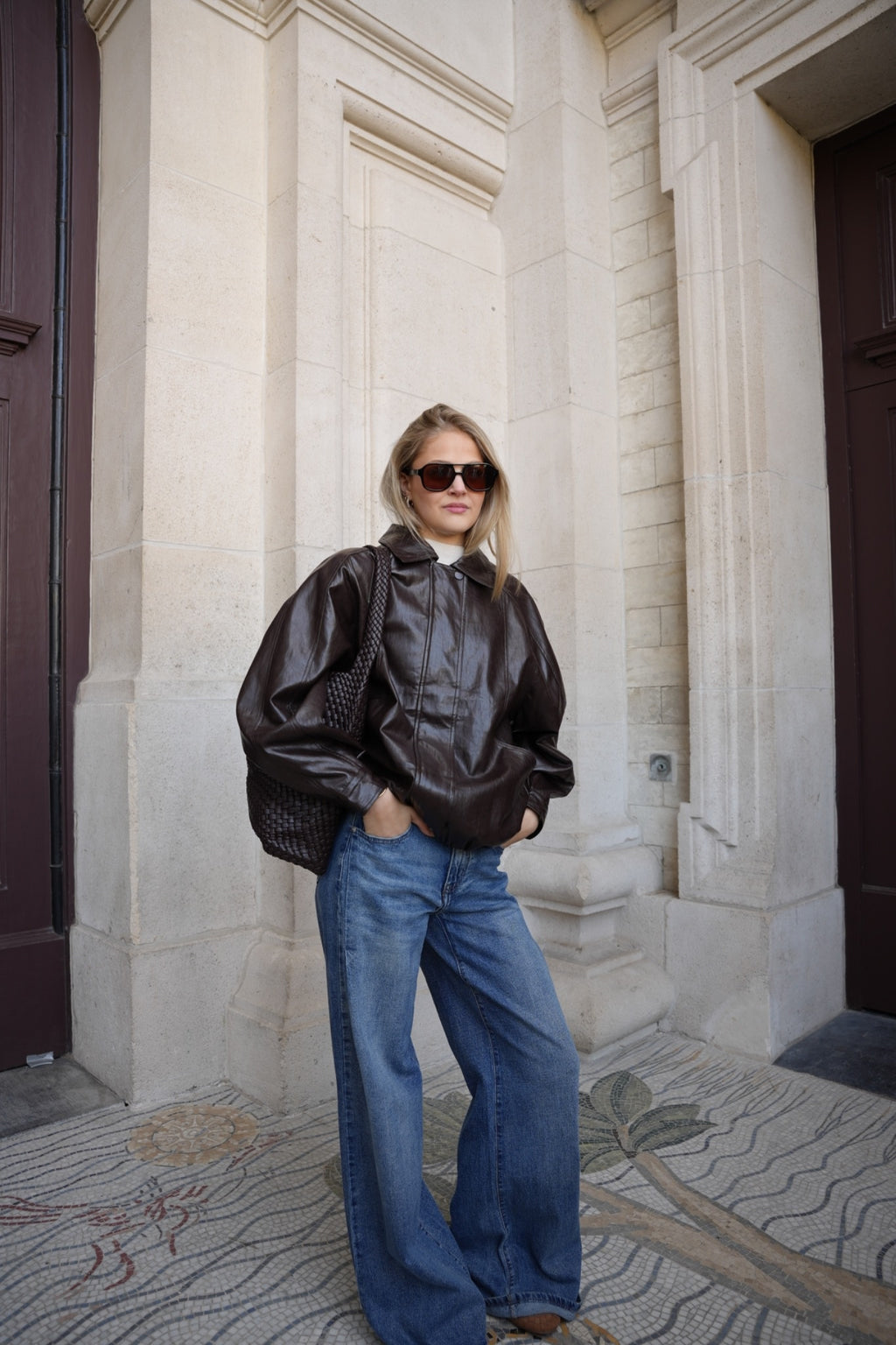 SAVINA VEGAN LEATHER JACKET BROWN